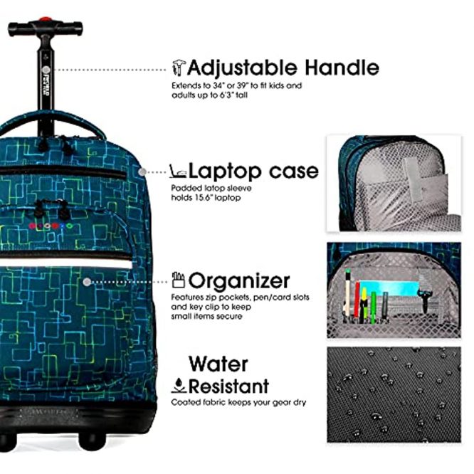 J World New York Sundance Rolling Backpack Roller Bookbag, Soft Line, One Size - Image 2
