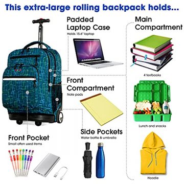 J World New York Sundance Rolling Backpack Roller Bookbag, Soft Line, One Size - Image 3