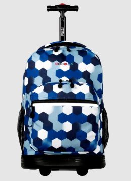 J World New York Sunrise Rolling Backpack. Roller Bag with Wheels, Mini Dia, 18"