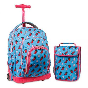 KIDS ROLLING BACKPACK & LUNCH BAG, STRAWBERRY