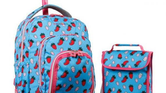 KIDS ROLLING BACKPACK & LUNCH BAG, STRAWBERRY