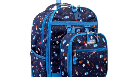 JWORLD ROLLING BACKPACK WITH DETACHABLE LUNCH BAG, SPACESHIP