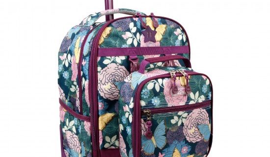 JWORLD ROLLING BACKPACK WITH DETACHABLE LUNCH BAG, SECRET GARDEN