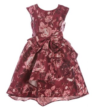 BONNIE JEAN FLORAL MIKADO HIGH-LOW HEM FIT AND FLARE DRESS - Image 3