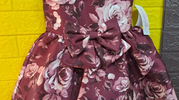 BONNIE JEAN FLORAL MIKADO HIGH-LOW HEM FIT AND FLARE DRESS