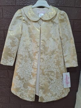 NEW BONNIE JEAN GIRLS 5"IVORY MESH GOLD DAMASK" FORMAL DRESS COAT SET - Image 3