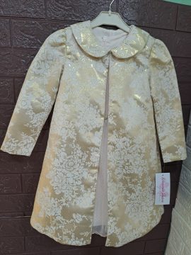 NEW BONNIE JEAN GIRLS 5"IVORY MESH GOLD DAMASK" FORMAL DRESS COAT SET