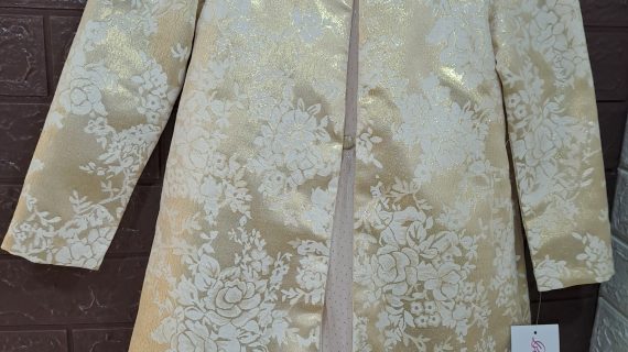 NEW BONNIE JEAN GIRLS 5"IVORY MESH GOLD DAMASK" FORMAL DRESS COAT SET