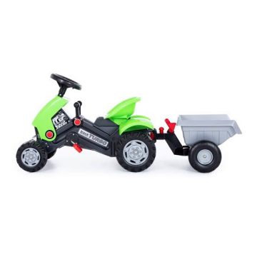 POLESIE GREEN TURBO PEDAL TRUCK AND TRAILER